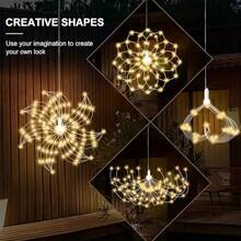 4Pcs 400LEDs Solar Starburst Sphere Lights, Firework Lights 8 Modes Hanging Fairy Light, Dimmable & Copper Wire Fairy Lights For Patio Parties, Tents, Christmas - trắng - Xem 5
