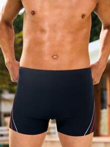 Men's Striped Casual Swim Trunks,Hawaiian - Black - View 5