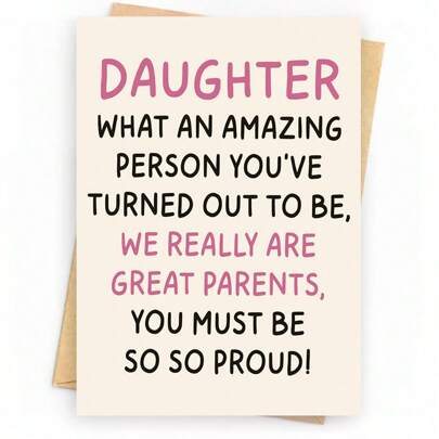 1/5 SZT., Zabawna kartka urodzinowa dla córki, Prezent dla córki od mamy lub taty, Prezenty dla córki dla córki, 10. 13. 16. 18. 21. 30. 40. 50. Prezenty urodzinowe, dekoracje dla kobiet, w tym koperta