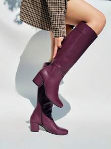 Botas para dama Tacón bajo Clásicas Formales - Vino - Ver 6
