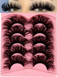 5 Pairs 3D Fluffy Faux Mink Lashes, Dramatic Messy Exaggerated 25mm False Eyelashes