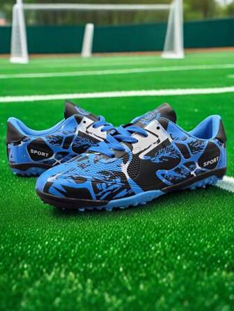 รองเท้าฟุตบอลระบายอากาศน้ำหนักเบา, แฟชั่นคลาสสิกเรียบง่ายน้ำหนักเบากันลื่นทนทานรองเท้าฟุตบอลแบบปุ่มขึ้นรูป, รองเท้าฝึกซ้อมฟุตบอลแบบปุ่มขึ้นรูปกีฬากลางแจ้งยอดนิยมทรงเตี้ย