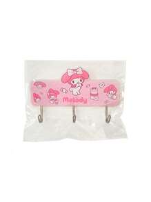 Sanrio 3-Hook Cute Cartoon Sticky Wall Hooks, Strong Damage-Free Hanger For Student Desk, Bathroom, Refrigerator, Dormitory