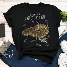 Darwin Carpet Python Shirt, Women, Men, Funny Reptile Tshirt, Snake Lover Gift, Cute Snake Tee Northwestern Carpet Python, Snake Mom Dad Women's Plus Size T Shirt - 黑色 - 查看 1