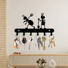 1pc [Hot Selling] Two Ants Metal Decorative Key Hook, Key Holder Rack, Door Back Wall Garage Key Hook Decor, Hanging Hook Decor, Wall Decor, Suitable For Coat, Hat, Towel, Kitchen, Bathroom, Entryway For Umbrella, Raincoat, Bag, Easy Installation