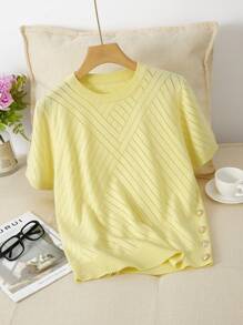 GIGOGOU Women's Basic Casual Short Sleeve T-Shirt, Fashion Spring/Summer - Yellow - View 2