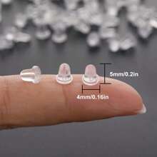 Transparent Silicone Earring Back Cover With 500 Earring Plugs That Can Be DIY Replaced (Size 4 X 4 Mm) - 彩色 - 查看 3