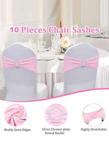 Bộ 10 chiếc/20 chiếc/50 chiếc Dây đai ghế đàn hồi màu xanh lá cây chanh/hồng/xanh dương hoàng gia/đỏ/xanh lá cây đậm/vàng/trắng có khóa thắt nơ, thích hợp cho đám cưới, tiệc tùng, tiệc chiêu đãi, sự kiện, lễ nghi, tiệc chiêu đãi, trang trí, sinh nhật và nhiều dịp ý nghĩa khác - Nhiều màu - Xem 14