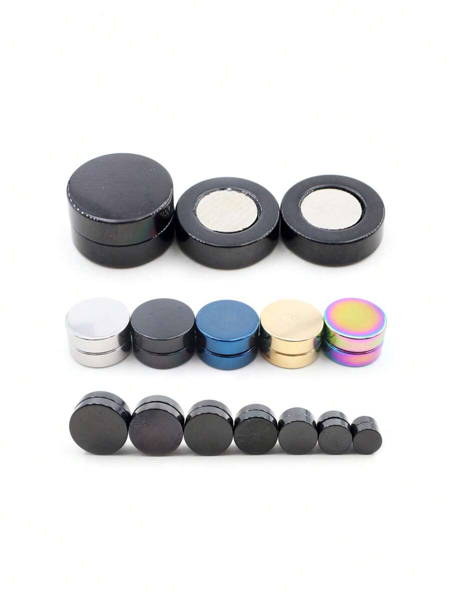 2 Pieces Punk Men Strong Magnet Magnetic Ear Stud Set Non Piercing Earrings Fake Earrings Gift For Boyfriend Lover Jewelry - Magnet Earring - View 1
