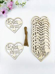 10 件母亲节木制工艺套装 - DIY 空心心形和“Best MUM”字母装饰，带麻绳，方便展示 - 送给妈妈的理想礼物和家居装饰，母亲节礼物，感恩节礼物 - 彩色 - 查看 5