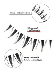 NAIJEMA Manga Lashes 5 Pairs Clear Stem Natural Fake Eyelashes, Eyelash Extension, Curling And Soft, Manga, Suitable For Cosplay, Daily Makeup Strip Lashes,Lashes,Eyelashes,Fake Lashes - Black - View 3