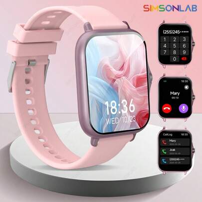 SIMSONLAB Novo relógio inteligente com tela sensível ao toque HD de 1,83 polegadas, 2025, para homens e mulheres, discagem/recebimento de telefone, pedômetro, contagem de calorias, vários modos esportivos, lembrete de mensagem e chamada recebida, relógio inteligente multifuncional, relógio inteligente esportivo, presente de Natal