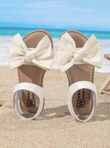 Girls' Summer Sandals, Butterfly Decor, Round Toe Flat Open Toe, Children's Princess Roman Shoes, Suitable For Casual Vacation, Beach Shoes