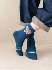 10pcs/5pcs Children Socks, Simple Design, Letter, Printed, Stripe, Sports Socks, Boys, Girls, Moisture Wicking Mid-Calf Socks, Suitable For Spring, Summer, Autumn, Sports, Gifts For Girls, Gifts For Boys, Gifts For Mom, Gifts For Dad, Girls Summer Clothes, Boys Summer Clothes, Holiday Gifts - Multicolor - View 6