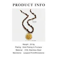 Monlansher 1 pezzo Collana con pendente in acciaio inossidabile di alta gamma e di ultima moda con stampa leopardata, con vari disegni alla moda come stelle marine, conchiglie, ricci di mare, simbolo a fiamma, stile semplice ed esagerato in metallo, adatta per le donne