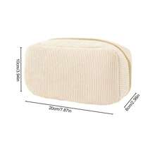 Simple Embroidered Corduroy Handbag, Large Capacity Cosmetic Bag, Women Travel Organizer Pouch