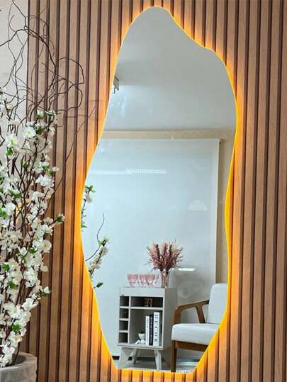 Espelho Orgânico Flame  Grande de Corpo Inteiro com Iluminação LED Chão Quarto Sala Salão hall Luxo Promoção Lançamento 110V/220V