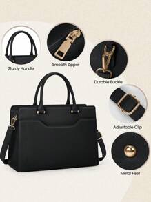 NEWHEY Laptop Bag For Women 15.6 Inch Laptop Tote Bag Waterproof Leather Work Bag Lightweight Laptop Briefcase Professional Women Business Office Bag Travel Handbag Shoulder Bag - Multicolor - View 11