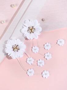 2 Stück Blumen Haarclips, weiße Haarspangen mit Blumenquasten, exquisite lässige Grosgrain Polyester Schleifenklammern, Haarspangen als Haaraccessoires für Mädchen