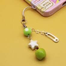 可爱青苹果陶瓷星星手机吊饰吊饰 - 粉色 - 查看 3