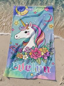 1 pezzo Asciugamano da spiaggia personalizzato con tema dell'oceano e unicorno, asciugamano da spiaggia personalizzato con nome, adatto per ragazzi/ragazze, perfetto per spiaggia, viaggio, nuoto, palestra, yoga, accessori da spiaggia, regali per amici, disponibile in varie misure, multifunzionale, personalizzabile, ideale per camera da letto, ufficio, soggiorno, casa, giardino, sala da tè, vacanze estive, bagno, essenziali da spiaggia, viaggio soleggiato