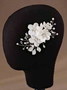 1 Stück Haarspange für Frauen mit Acrylblume und Strass-Dekor in Pflaumenfarbe, elegantes Braut-Haarzubehör