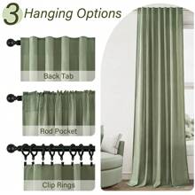 Topfinel 4 Panels Natural Linen Blended Curtains Rod Pocket Back Tab Clip Rings Curtain Semi Transparent Privacy Rural Bohemian Farmhouse Curtains For Living Room Bedroom Home Decoration - XANH LÁ - Xem 5