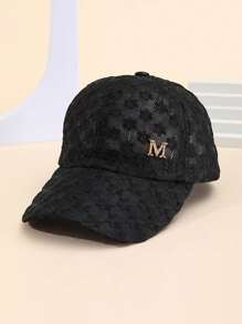 1pc Unisex Solid Color M Logo Adjustable Wide Brim Baseball Cap, Fashionable And Simple, Suitable For Daily Outdoor, Street, Travel