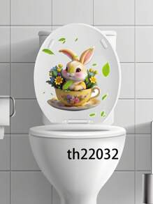 1 件可爱兔子复活节马桶座贴纸、卡通兔子复活节彩蛋和绿叶马桶贴纸、PVC 自粘浴室墙贴、春季蝴蝶墙贴、家居装饰乙烯基贴花、春季蝴蝶元素墙贴装饰品让您的家焕然一新、Rama 装饰贴纸 - 11.81*11.81 英寸 - 彩色 - 查看 10