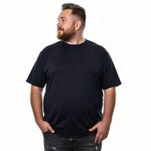 Kit 03 Men's Plus Size Basic Plain T-Shirt 100% Cotton Short Sleeve - Black - View 5