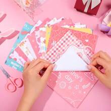 12 Sheets Stickers,Wedding Items,Thank You Cards,Floral Heart Love Mom Pattern Paper Pad 6x6 Inch Single-Sided Decorative Craft Paper For Handmade DIY Notebook Gift Background Decoration - Multicolor - View 4