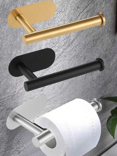 1pc Gold Toilet Paper Holder Bathroom Tissue Storage Rack Stainless Steel Paper Towel Hanger