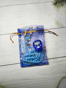 2pcs Muslim Prayer Beads & Tasbih Bracelet Set Package In A Gift Bag Handheld Ring Counter