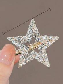 1pc Girls' Fashionable Rhinestone Alloy Five-Pointed Star Alligator Hair Clip