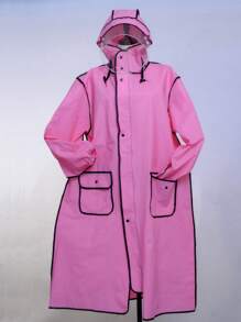 1pc Elongated Adult Waterproof Motorcycle Rain Poncho With Face Mask Summer Cooling, Beach, Travel Insulation, Galentines, Puppy, Carnival