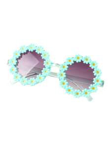 Kids Sunglasses Flower And Headbands For Baby Girls Toddler Sunglasses Sunflower Decor Anti-UV Sunglasses Matching Elastic Hollow Bow Hair Band For Boys Girls - 薄荷綠 - 查看 6