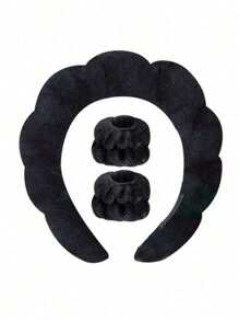 1/3 件套奢华超细纤维 Spa 头带和腕带套装 - 柔软舒适，适合洗脸、化妆、淋浴和护肤，女士和女孩发饰套装 - 彩色 - 查看 11