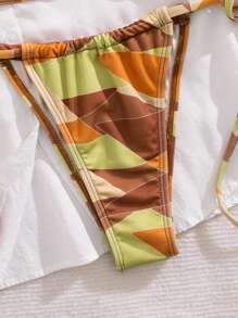 Random Print Sexy Bikini Swimwear, Summer Beach Holiday Two Pieces Swimwear