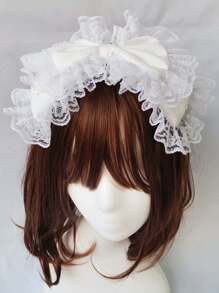 1 件蕾丝蝴蝶结头带，DIY 手工甜美时尚发饰头饰万圣节