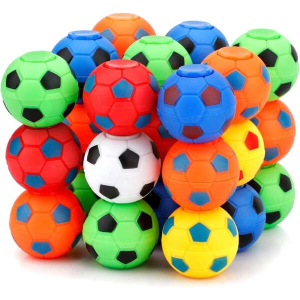 10 PCS Mini Fidget Spinners Soccer Ball Toys For Kids, Soccer Party Favors Goodie Bag Stuffers, Rotatable Soccer Finger Stress Balls For Classroom Prizes