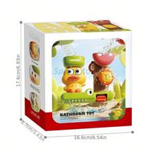 Juego de agua interactivo con patos de colores y amigos - Juguete de baño con ventosa, función de rociar y girar en naranja/verde/amarillo - Hecho de resina ABS para diversión de los talla grande pequeños, juguetes para la bañera
