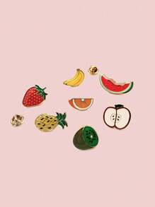 Bộ 7 trâm cài áo hình trái cây, Bộ trâm cài áo kim loại phủ Epoxy bao gồm táo, chuối, dứa, dâu tây, cam, dưa hấu, kiwi, Phụ kiện thời trang, Chống hỏng tủ quần áo cho trang phục hàng ngày và tụ họp, Món quà tuyệt vời cho phụ nữ - Nhiều màu - Xem 4