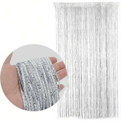 Bead String Curtains Hanging Beaded Curtain 100 X 200cm Door Fly Screen Curtain Beaded Bedroom Curtain Window Room Divider For Home And Wedding Curtain Decoration String Door Curtain (White)