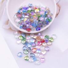 24pcs 8mm Iridescent Glass Crystal Heart-Shaped Beads, Faceted Heart Loose Beads For Necklace, Bracelet, DIY Jewelry Craft, Clothing And Gift Accessory