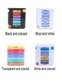 1pc 28 Compartments, 7 Days A Week Portable Pill Box, Color Design Stackable Pill Box, Home Medicine Storage Box, Travel Essentials Pill Box - Multicolor - View 3