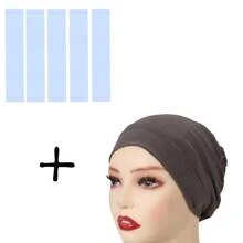 6pcs/Set = (1pc Inner Hijab + 5pcs Hijab Tape) Non-Slip Invisible Adhesive Tapes And Muslim Underscarf Cap Set - Multicolor - View 18