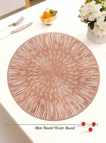 2/12pcs 15" Round Gold Foil Fireworks Pattern Placemats, (PVC) Material, Gold Stamping Hollow Design, Waterproof, Washable, Easy To Clean, Non-Slip, Heat-Resistant, For Room Decor, Dining Table, Home Decor, Suitable For Holidays, Parties, Birthdays, Weddings And Dinners