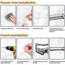 4 Packs Kitchen Spice Rack Organizer Storage Shelf Cabinet Jar Holder Wall Mount Spice Rack Organizer Kitchen Storage Essential Kitchen Tools, Kitchen Orangizer Kitchen Deccor Bathroom Accesssories Egg Holder Refrigerator - Black - View 10