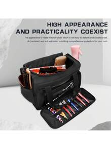 1 件大容量专业化妆、美容、美发包、多功能沙龙、美发师、洗漱用品和美容工具收纳包、美发工具、美发产品及理发沙龙美容旅行必需品配件 - 黑色 - 查看 3
