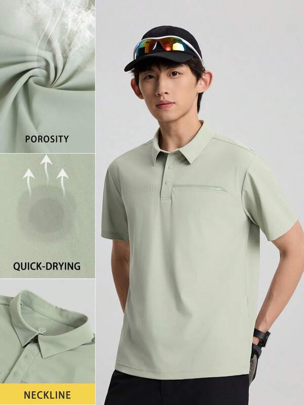 TECTOP Men's Spring And Summer Outdoor Polo Shirt Short-Sleeved T-Shirt Golf Shirt Outdoor Sports Fitness Breathable And Quick Drying High Elasticity